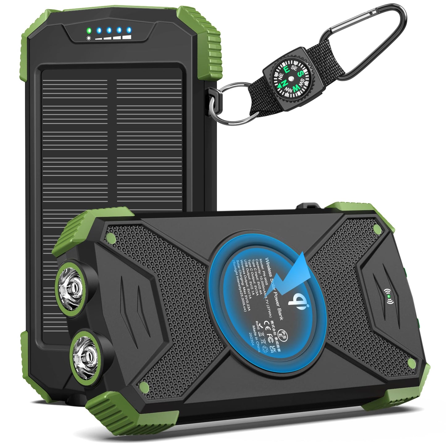 10,000mAh Solar Wireless Power Bank