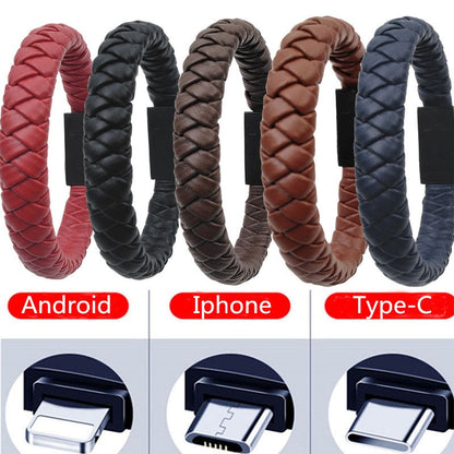 Braided Leather Charging Bracelet